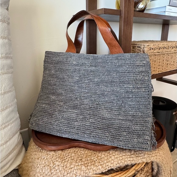 IBELIV Raffia Straw Onja Tote Bag Handbag, Grey - Picture 15 of 15